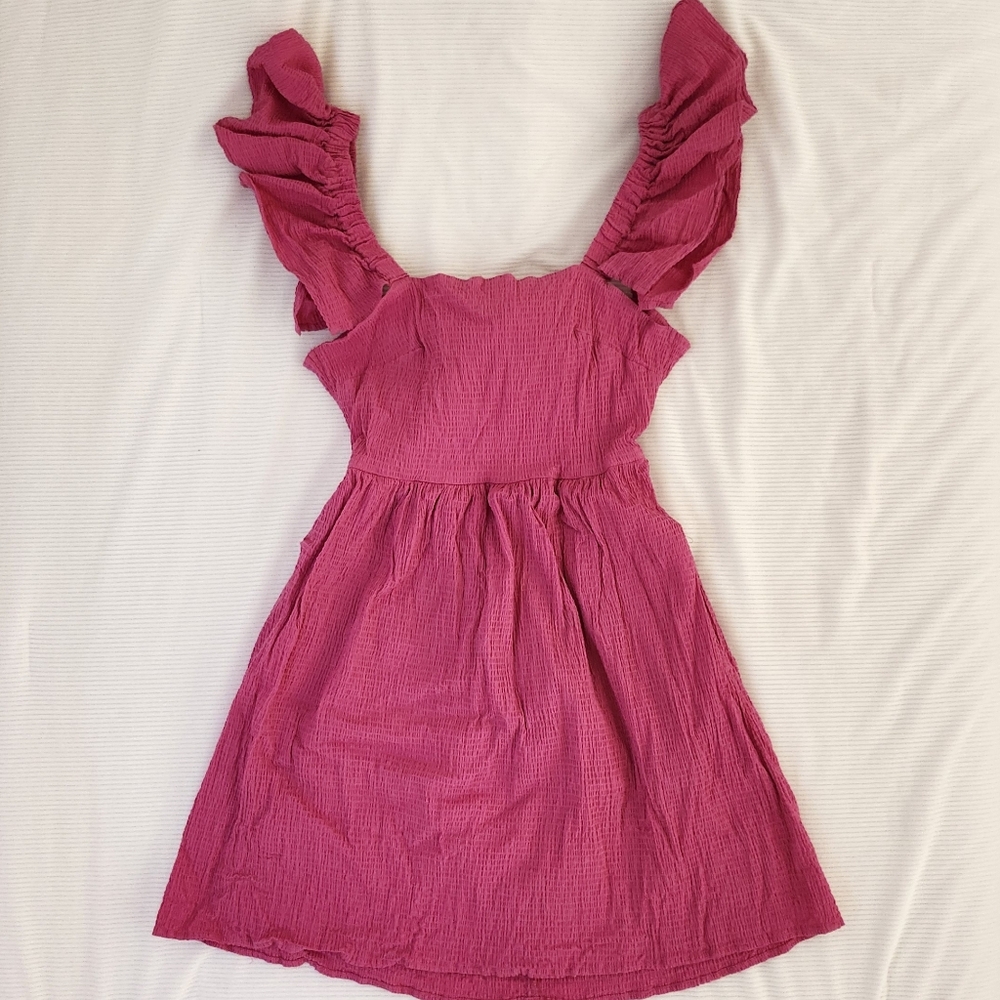 Bella Ruffle Sleeve Bow Back Mini Dress